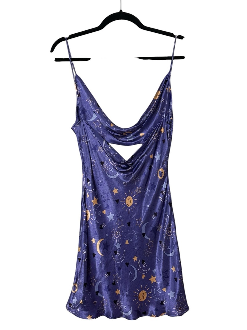Zara NWT Silky Purple Celestial Slip mini Dress Cowl Neck. Fairy. Party. Rave S - Picture 5 of 16